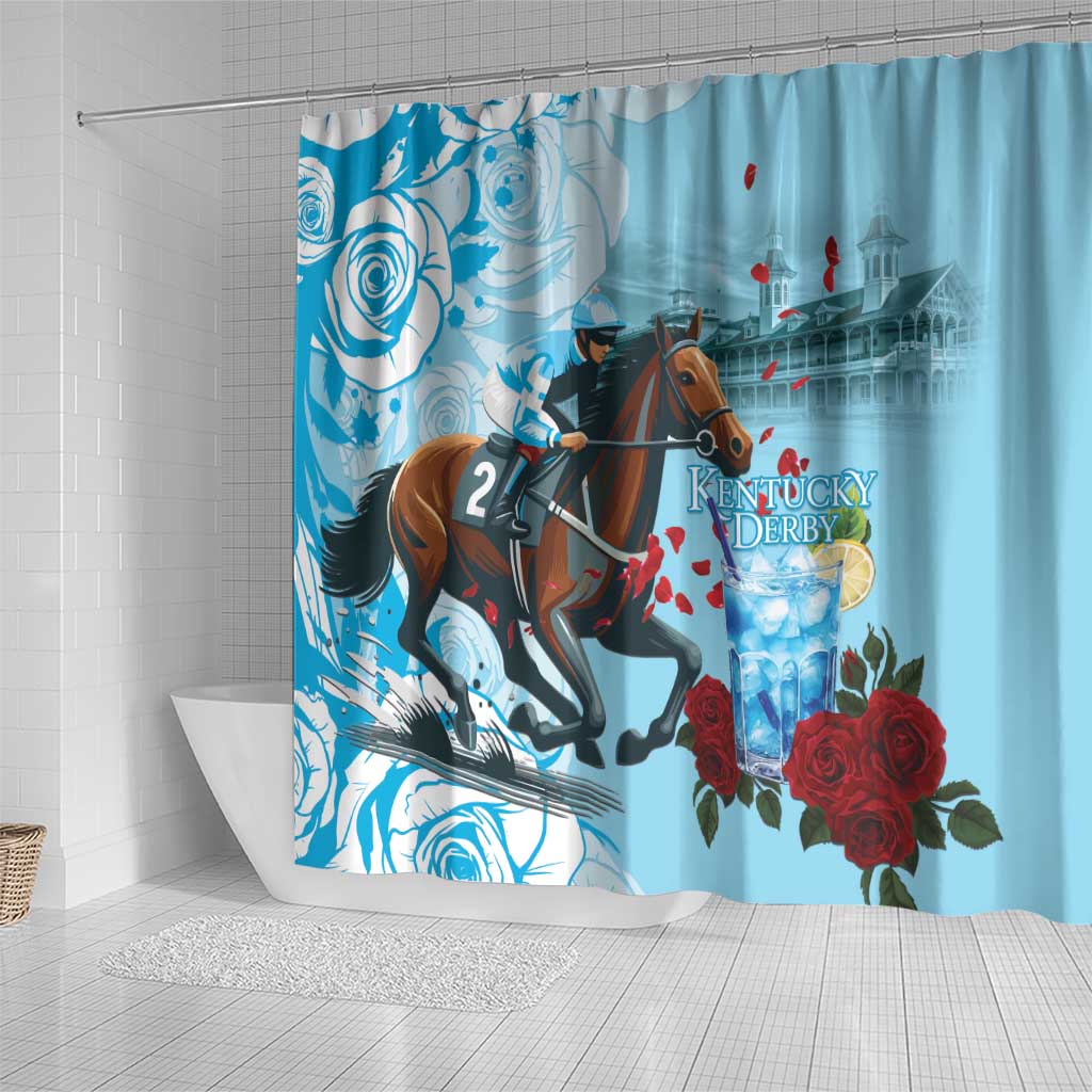 Kentucky Horse Racing Shower Curtain Churchill Downs Derby Blueberry Mint Julep Cocktail