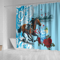 Kentucky Horse Racing Shower Curtain Churchill Downs Derby Blueberry Mint Julep Cocktail