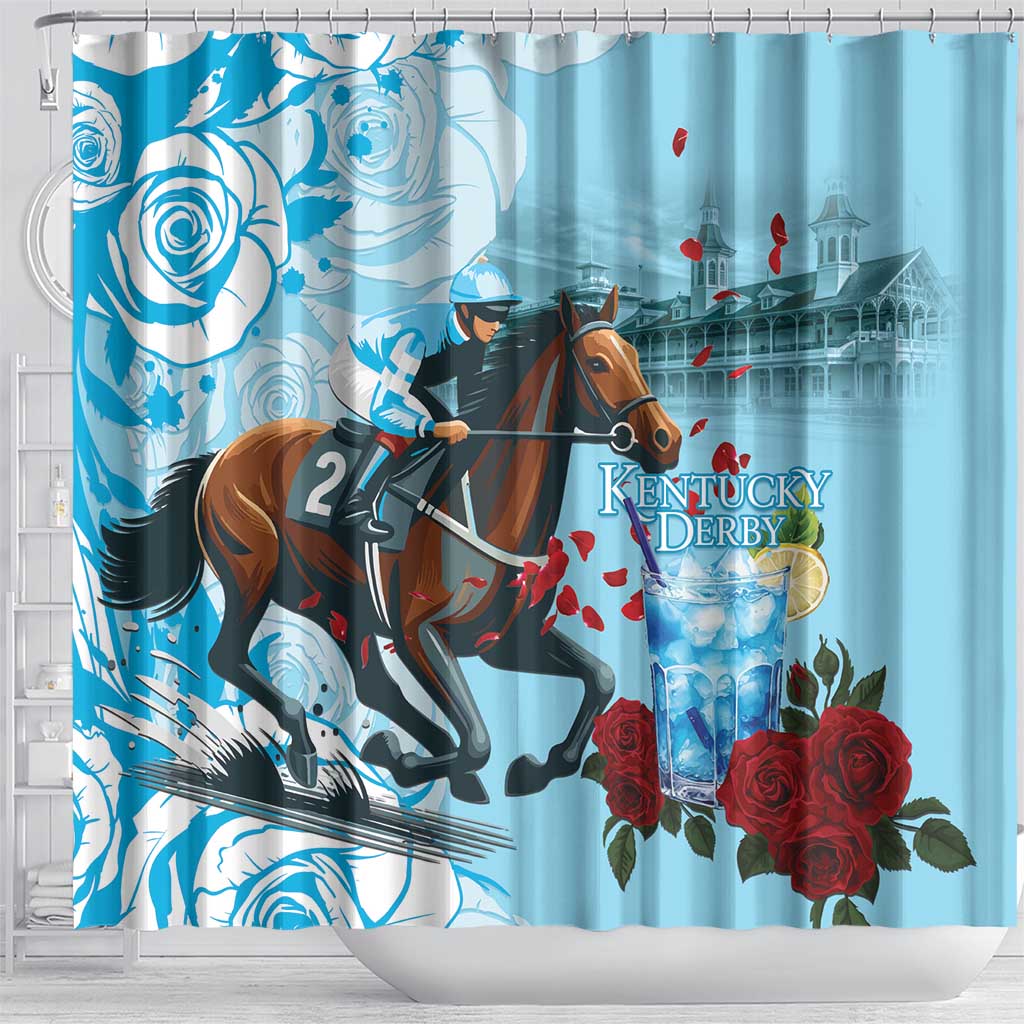 Kentucky Horse Racing Shower Curtain Churchill Downs Derby Blueberry Mint Julep Cocktail
