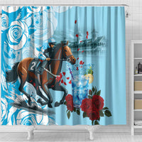 Kentucky Horse Racing Shower Curtain Churchill Downs Derby Blueberry Mint Julep Cocktail