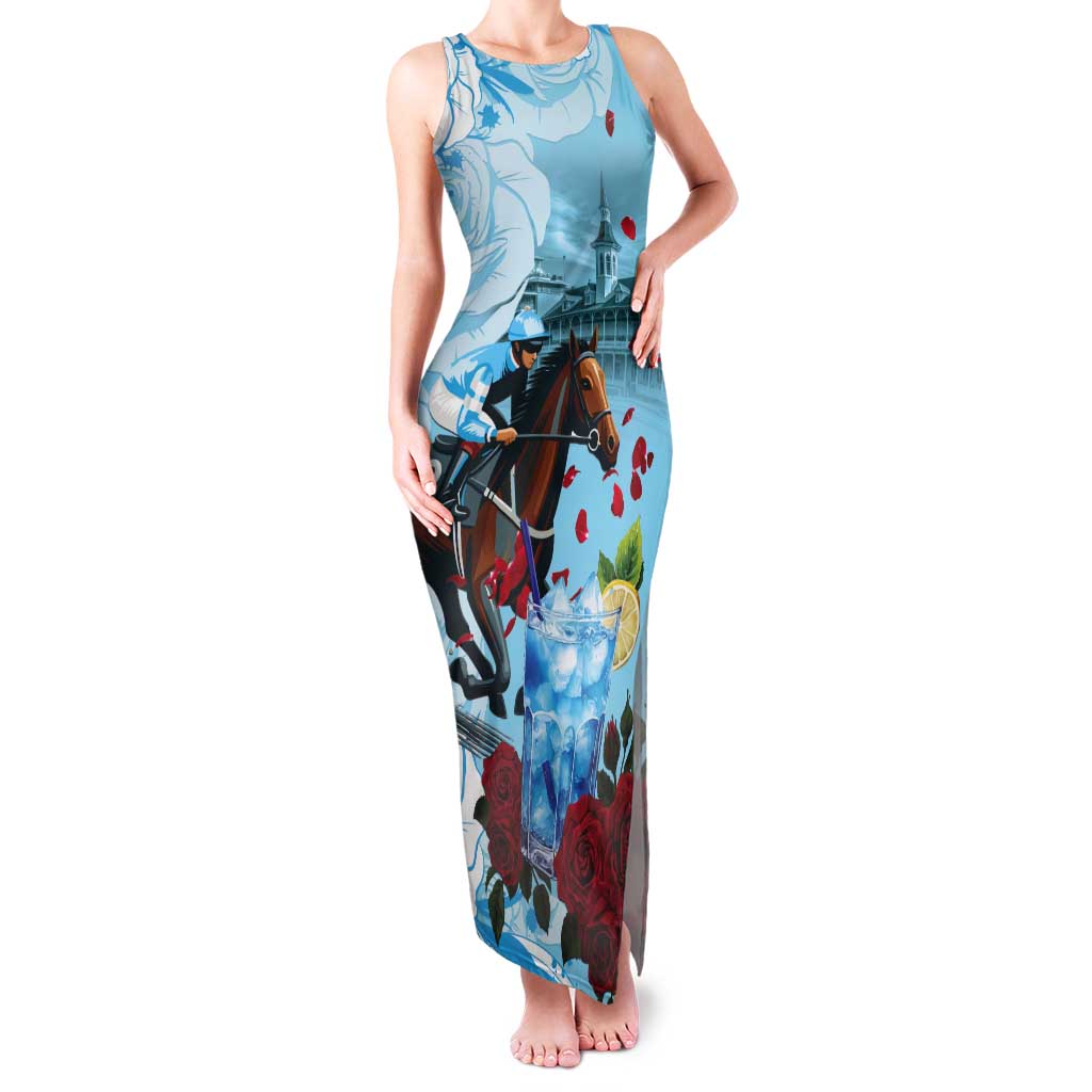 Kentucky Horse Racing Tank Maxi Dress Churchill Downs Derby Blueberry Mint Julep Cocktail