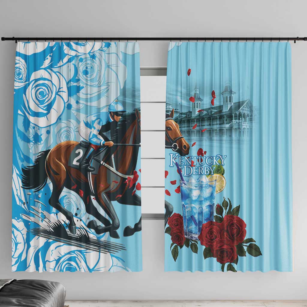 Kentucky Horse Racing Window Curtain Churchill Downs Derby Blueberry Mint Julep Cocktail