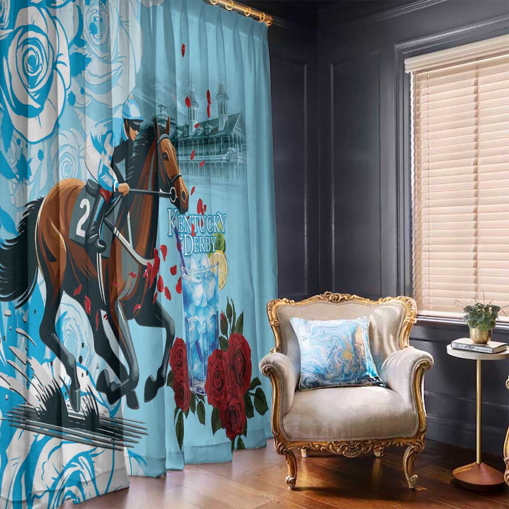 Kentucky Horse Racing Window Curtain Churchill Downs Derby Blueberry Mint Julep Cocktail