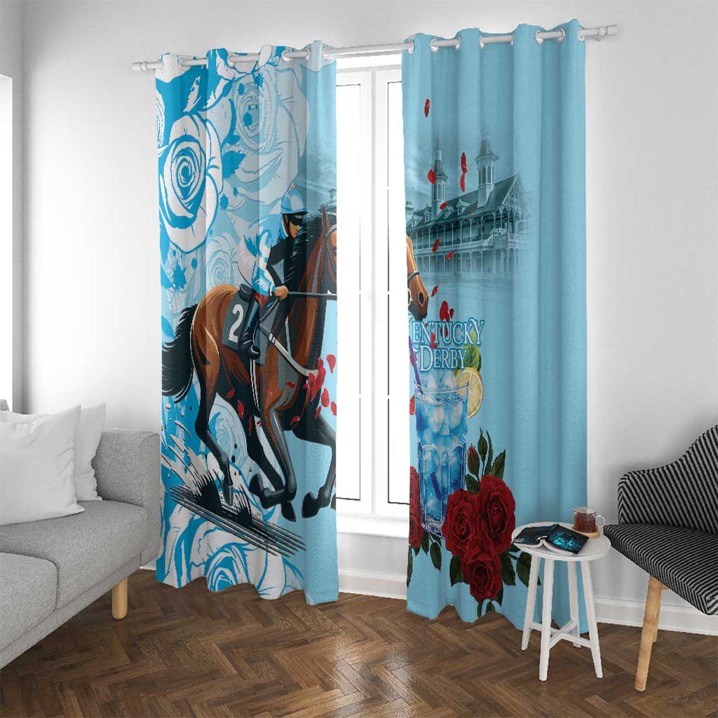 Kentucky Horse Racing Window Curtain Churchill Downs Derby Blueberry Mint Julep Cocktail