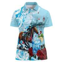 Kentucky Horse Racing Women Polo Shirt Churchill Downs Derby Blueberry Mint Julep Cocktail