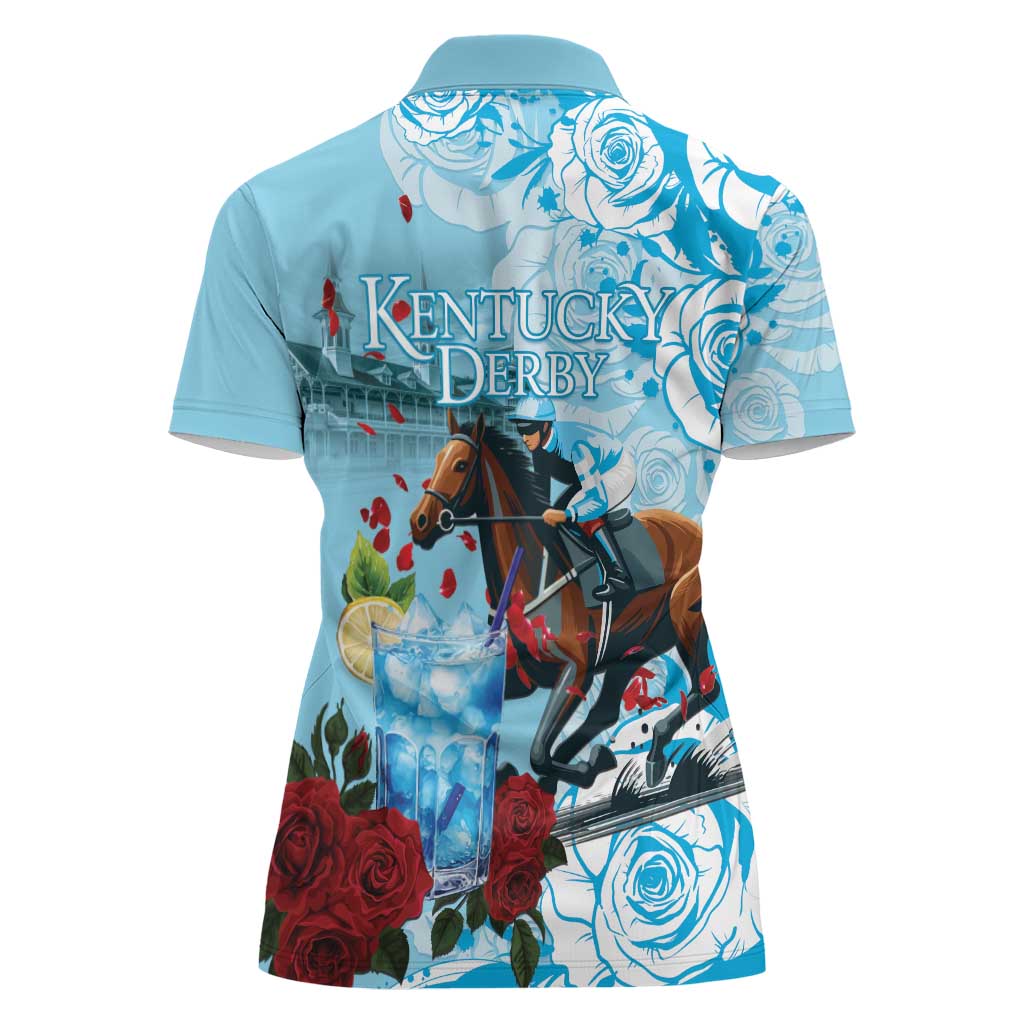 Kentucky Horse Racing Women Polo Shirt Churchill Downs Derby Blueberry Mint Julep Cocktail
