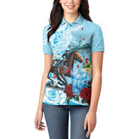 Kentucky Horse Racing Women Polo Shirt Churchill Downs Derby Blueberry Mint Julep Cocktail