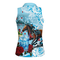 Kentucky Horse Racing Women Sleeveless Polo Shirt Churchill Downs Derby Blueberry Mint Julep Cocktail