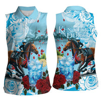 Kentucky Horse Racing Women Sleeveless Polo Shirt Churchill Downs Derby Blueberry Mint Julep Cocktail