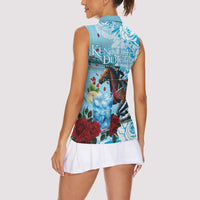 Kentucky Horse Racing Women Sleeveless Polo Shirt Churchill Downs Derby Blueberry Mint Julep Cocktail