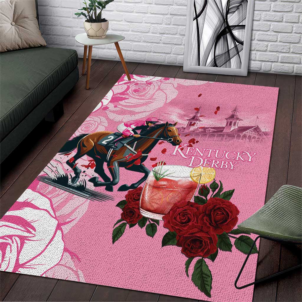 Kentucky Horse Racing Area Rug Churchill Downs Derby Strawberry Mint Julep Cocktail