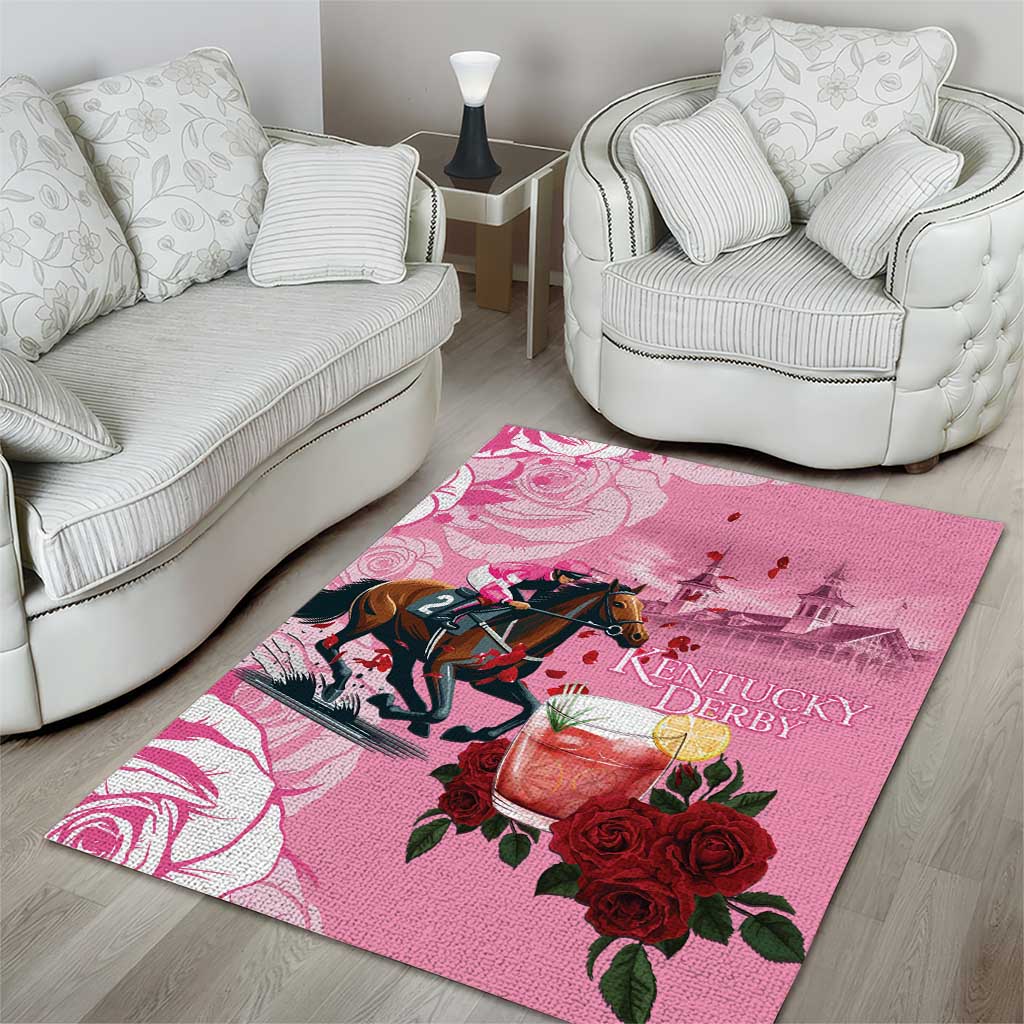 Kentucky Horse Racing Area Rug Churchill Downs Derby Strawberry Mint Julep Cocktail