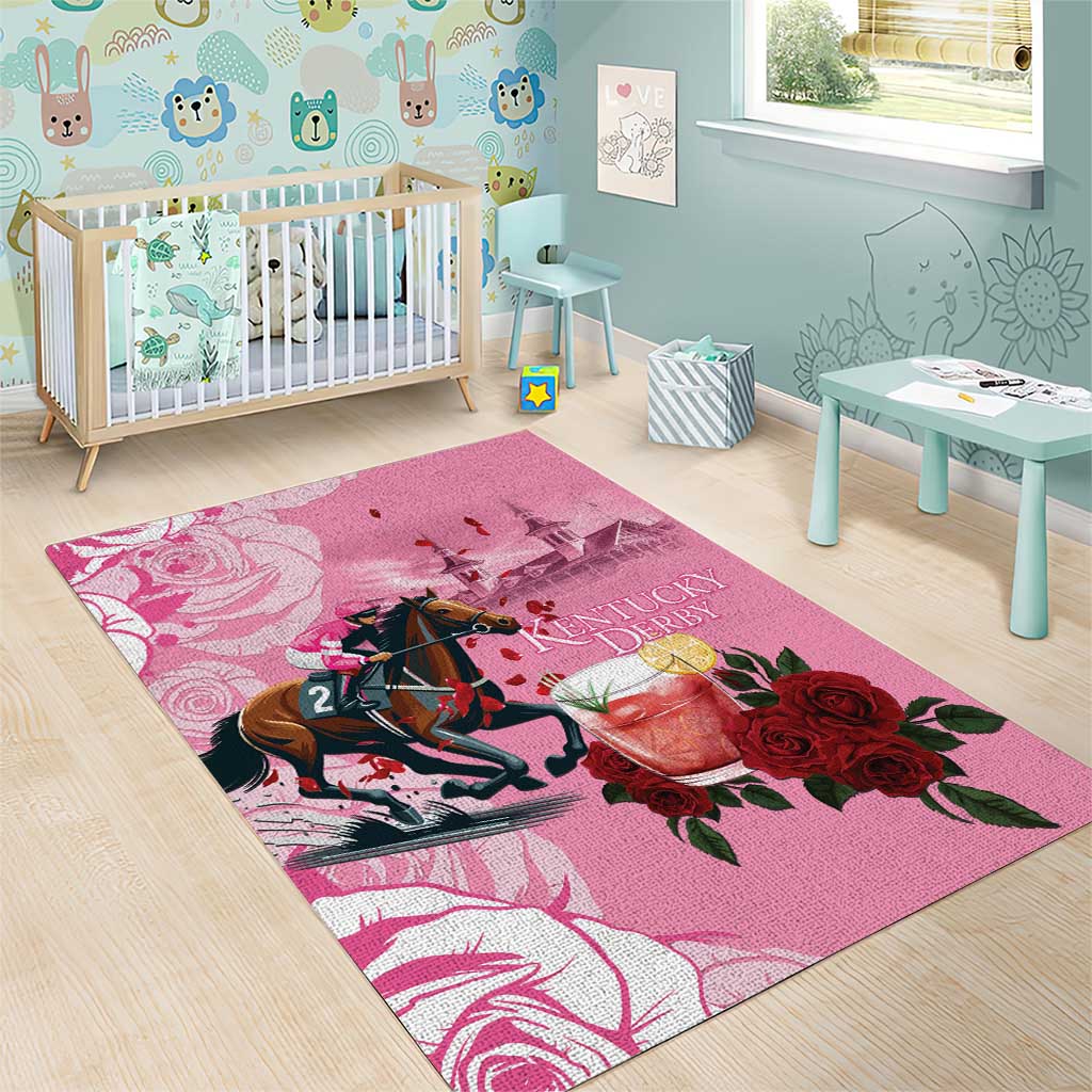 Kentucky Horse Racing Area Rug Churchill Downs Derby Strawberry Mint Julep Cocktail