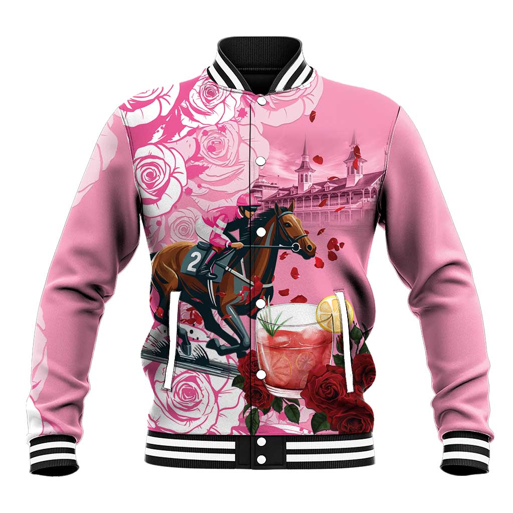 Kentucky Horse Racing Baseball Jacket Churchill Downs Derby Strawberry Mint Julep Cocktail