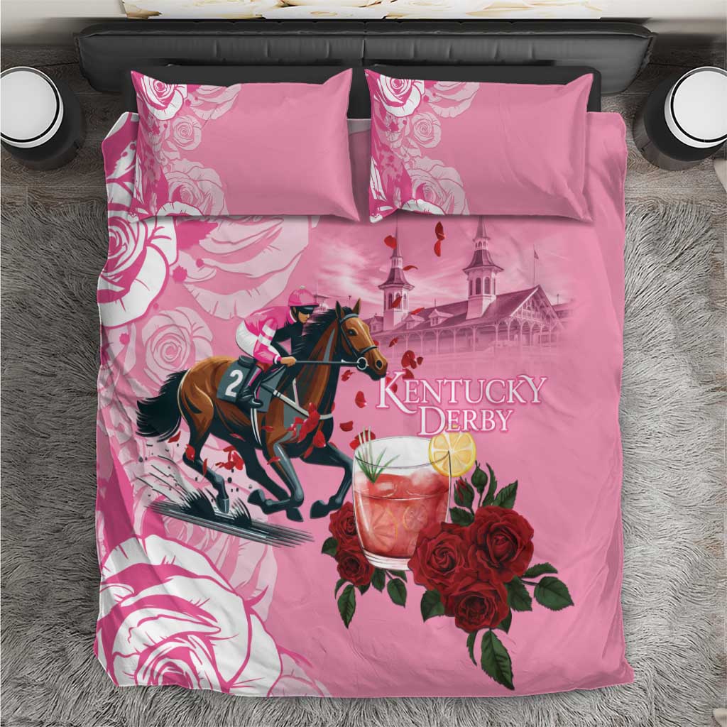 Kentucky Horse Racing Bedding Set Churchill Downs Derby Strawberry Mint Julep Cocktail