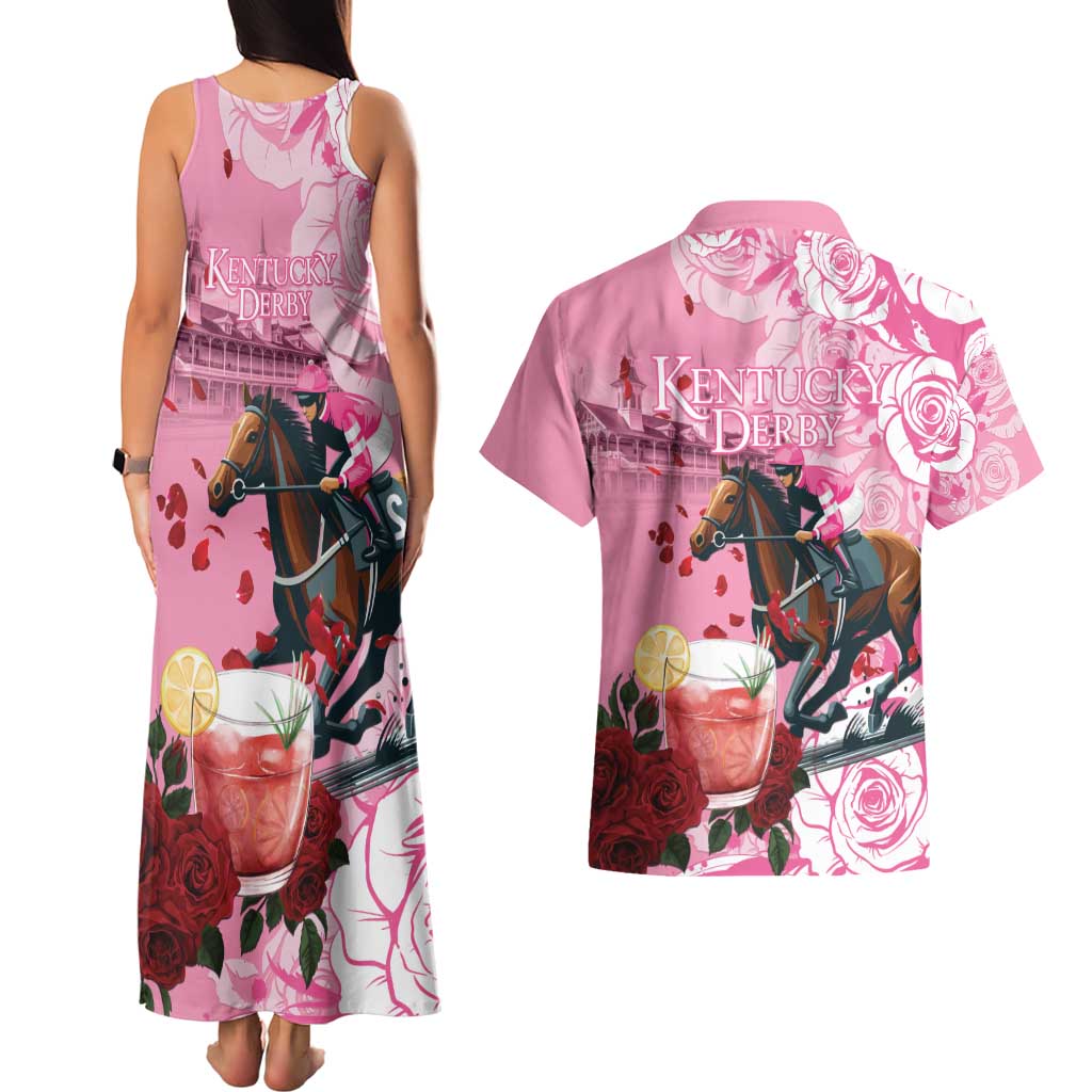 Kentucky Horse Racing Couples Matching Tank Maxi Dress and Hawaiian Shirt Churchill Downs Derby Strawberry Mint Julep Cocktail