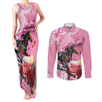 Kentucky Horse Racing Couples Matching Tank Maxi Dress and Long Sleeve Button Shirt Churchill Downs Derby Strawberry Mint Julep Cocktail