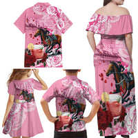 Kentucky Horse Racing Family Matching Off Shoulder Maxi Dress and Hawaiian Shirt Churchill Downs Derby Strawberry Mint Julep Cocktail