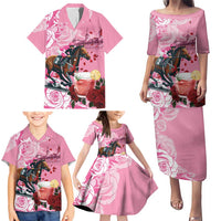 Kentucky Horse Racing Family Matching Puletasi and Hawaiian Shirt Churchill Downs Derby Strawberry Mint Julep Cocktail