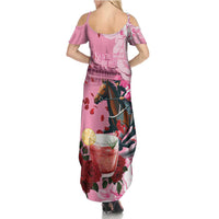 Kentucky Horse Racing Family Matching Summer Maxi Dress and Hawaiian Shirt Churchill Downs Derby Strawberry Mint Julep Cocktail