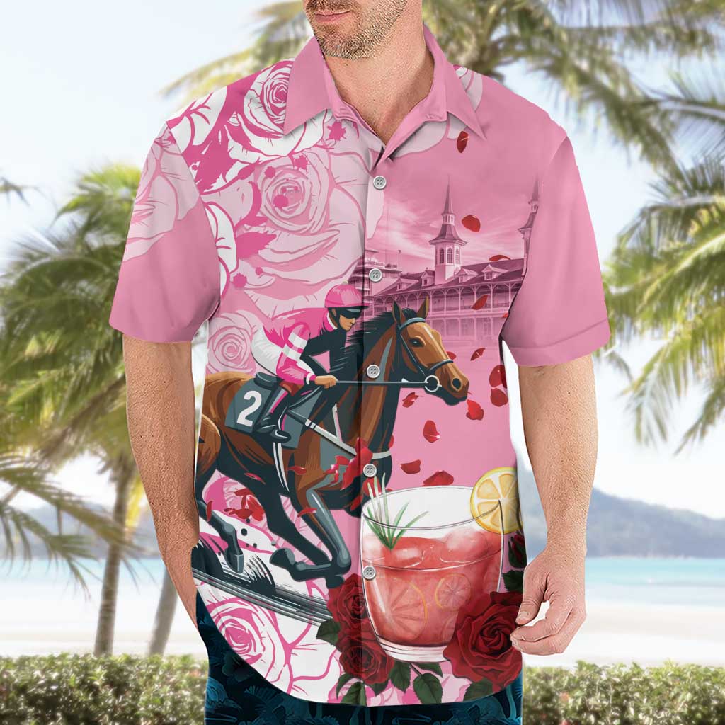 Kentucky Horse Racing Hawaiian Shirt Churchill Downs Derby Strawberry Mint Julep Cocktail