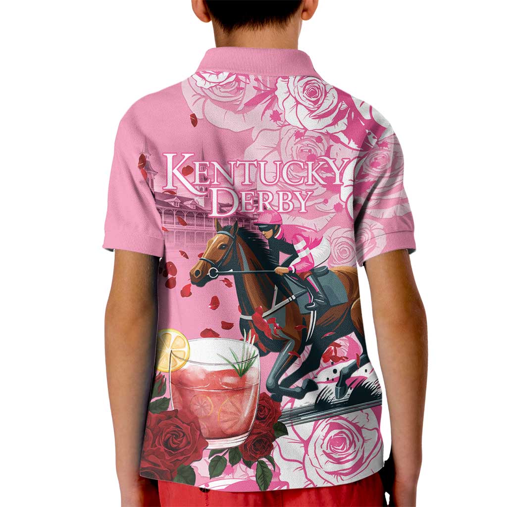 Kentucky Horse Racing Kid Polo Shirt Churchill Downs Derby Strawberry Mint Julep Cocktail
