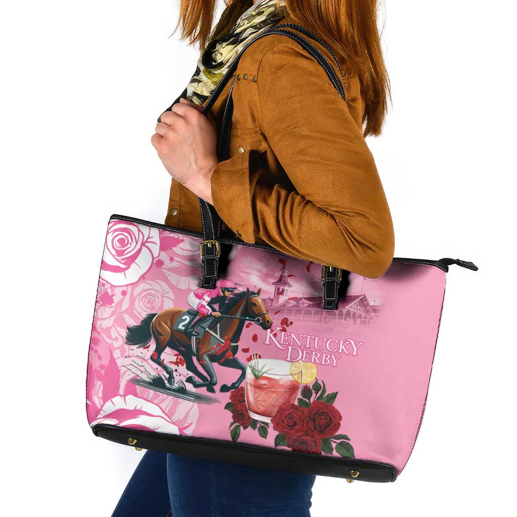 Kentucky Horse Racing Leather Tote Bag Churchill Downs Derby Strawberry Mint Julep Cocktail