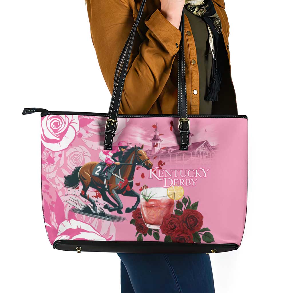 Kentucky Horse Racing Leather Tote Bag Churchill Downs Derby Strawberry Mint Julep Cocktail