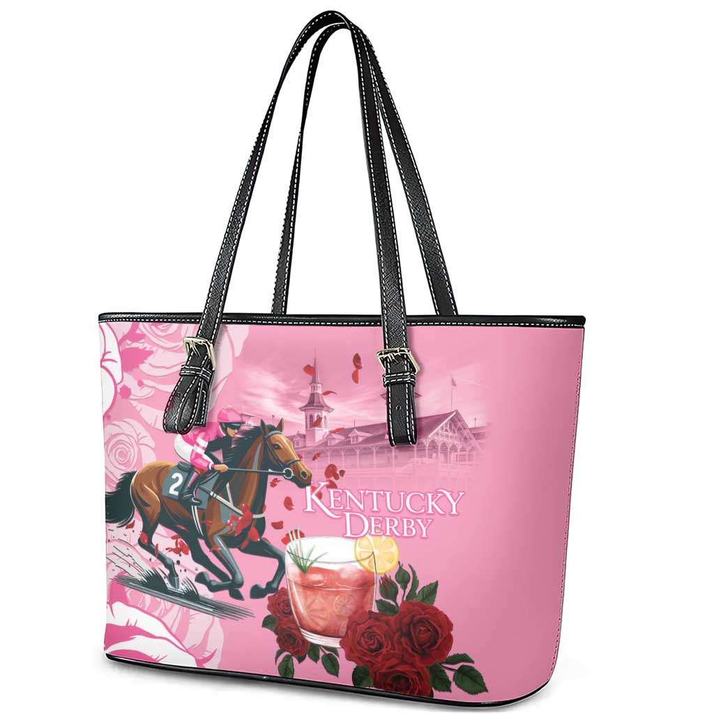 Kentucky Horse Racing Leather Tote Bag Churchill Downs Derby Strawberry Mint Julep Cocktail