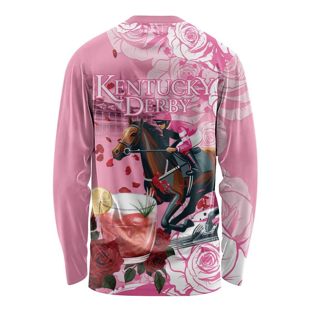 Kentucky Horse Racing Long Sleeve Shirt Churchill Downs Derby Strawberry Mint Julep Cocktail