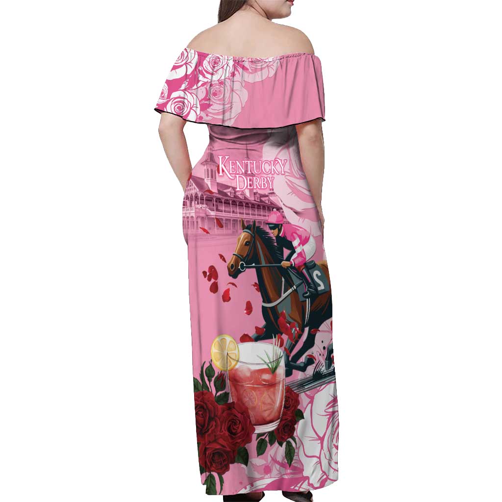 Kentucky Horse Racing Off Shoulder Maxi Dress Churchill Downs Derby Strawberry Mint Julep Cocktail