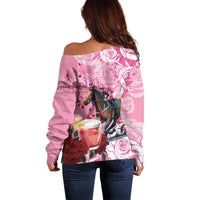 Kentucky Horse Racing Off Shoulder Sweater Churchill Downs Derby Strawberry Mint Julep Cocktail