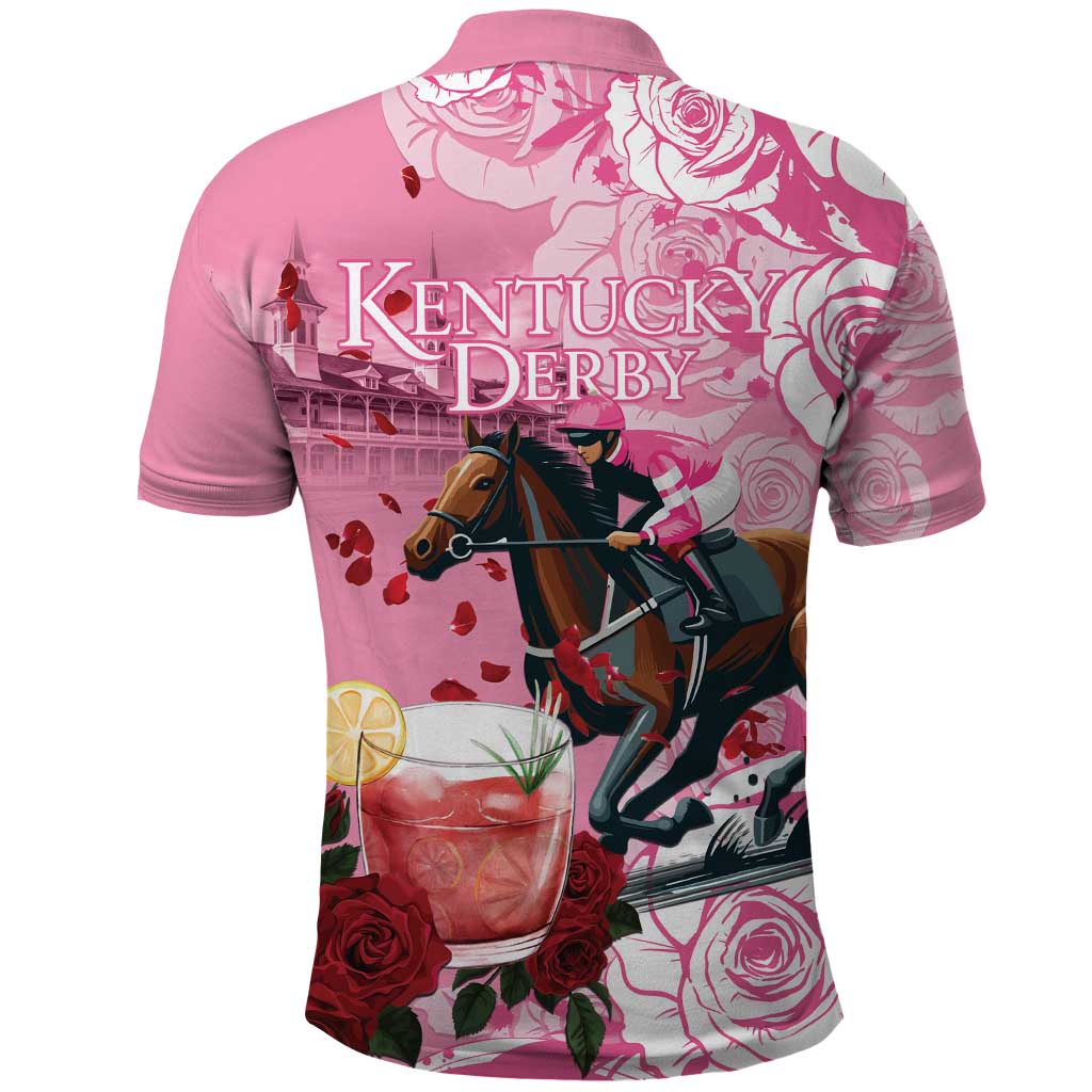 Kentucky Horse Racing Polo Shirt Churchill Downs Derby Strawberry Mint Julep Cocktail