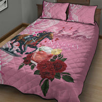 Kentucky Horse Racing Quilt Bed Set Churchill Downs Derby Strawberry Mint Julep Cocktail