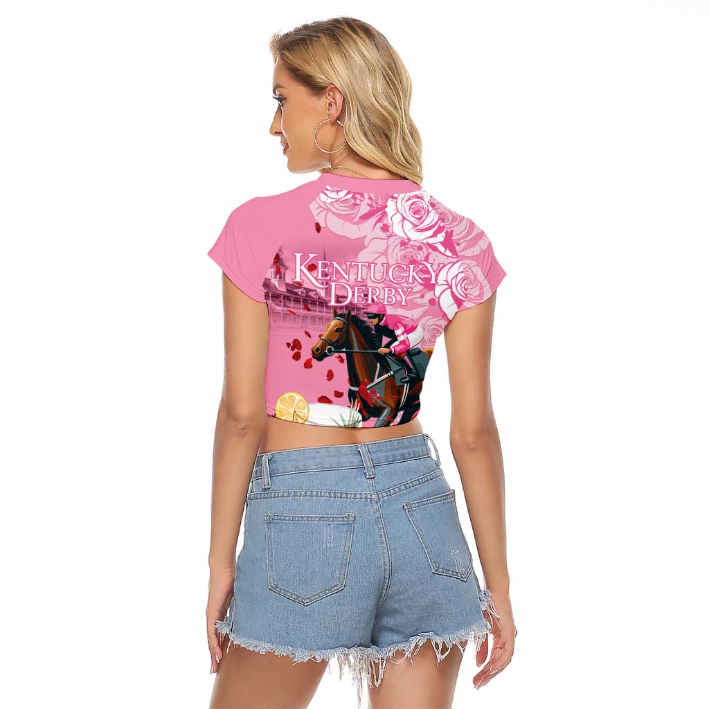 Kentucky Horse Racing Raglan Cropped T Shirt Churchill Downs Derby Strawberry Mint Julep Cocktail