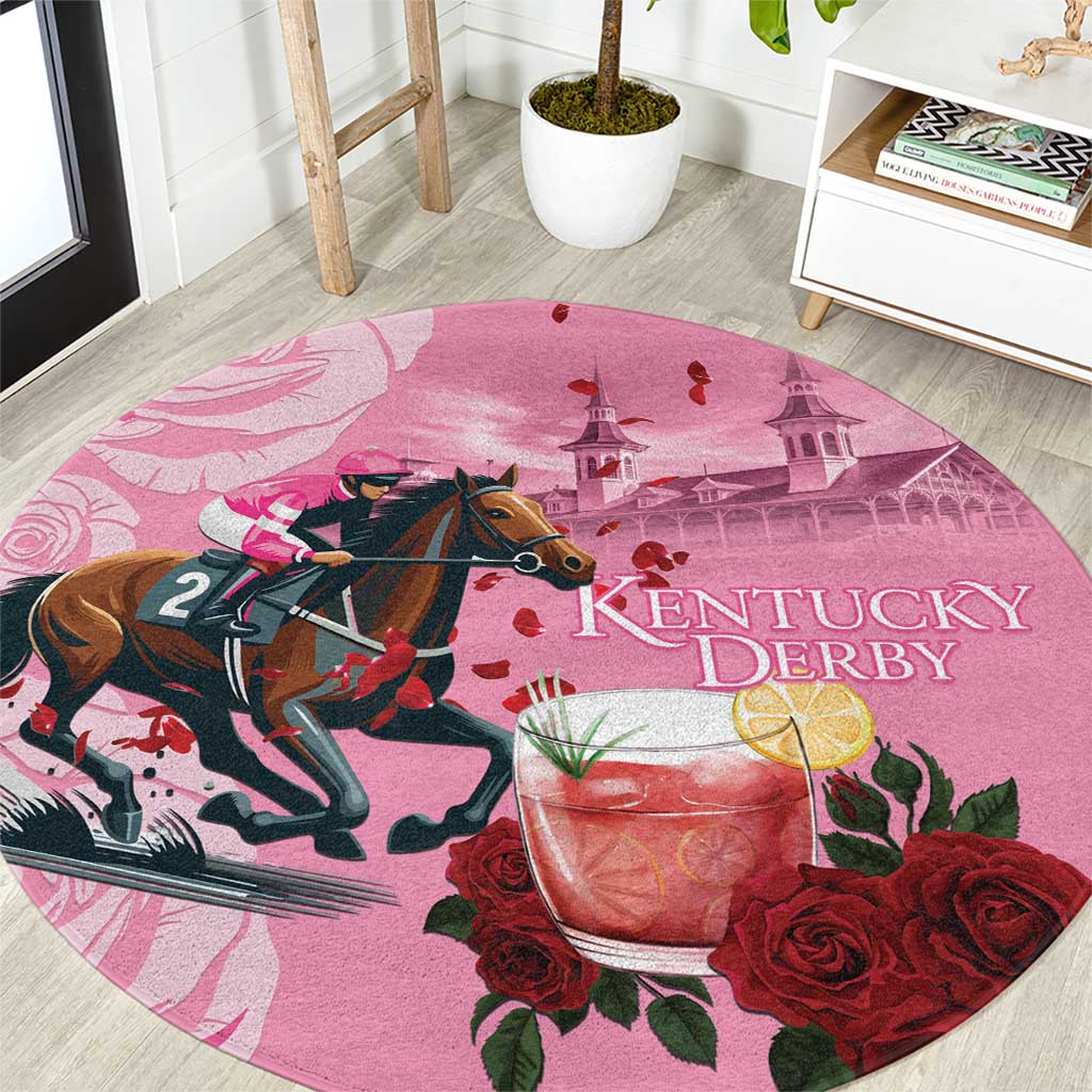Kentucky Horse Racing Round Carpet Churchill Downs Derby Strawberry Mint Julep Cocktail