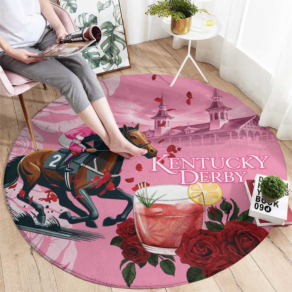 Kentucky Horse Racing Round Carpet Churchill Downs Derby Strawberry Mint Julep Cocktail