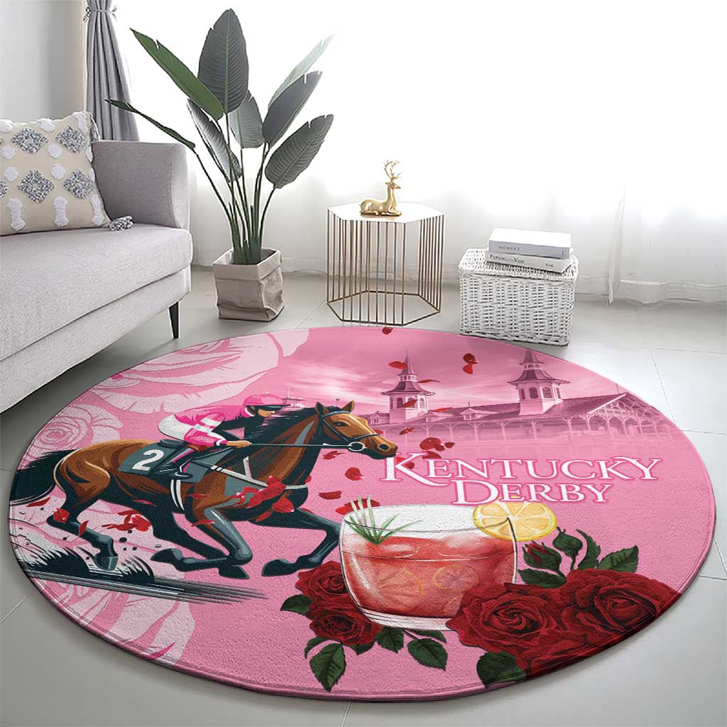 Kentucky Horse Racing Round Carpet Churchill Downs Derby Strawberry Mint Julep Cocktail