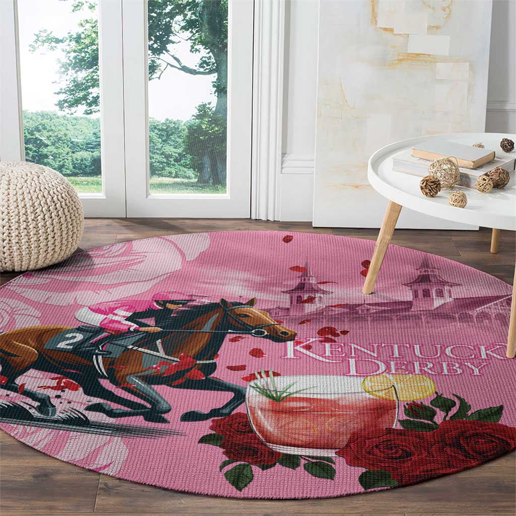 Kentucky Horse Racing Round Carpet Churchill Downs Derby Strawberry Mint Julep Cocktail