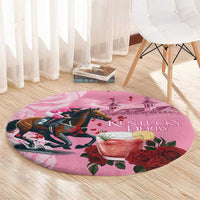 Kentucky Horse Racing Round Carpet Churchill Downs Derby Strawberry Mint Julep Cocktail