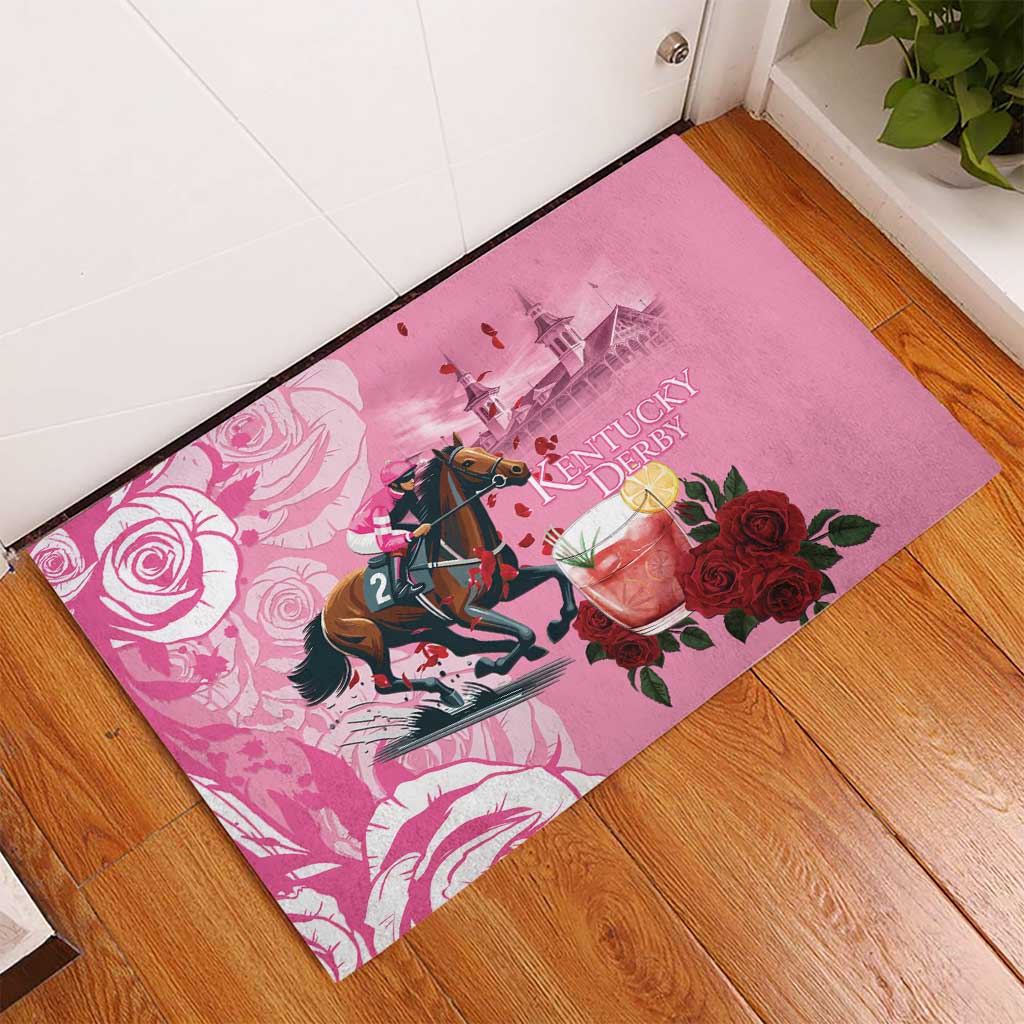 Kentucky Horse Racing Rubber Doormat Churchill Downs Derby Strawberry Mint Julep Cocktail
