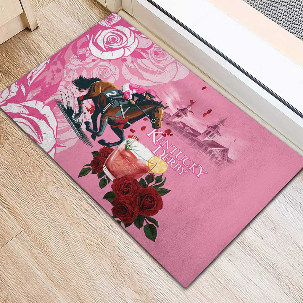 Kentucky Horse Racing Rubber Doormat Churchill Downs Derby Strawberry Mint Julep Cocktail