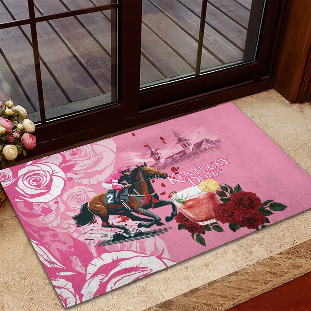 Kentucky Horse Racing Rubber Doormat Churchill Downs Derby Strawberry Mint Julep Cocktail