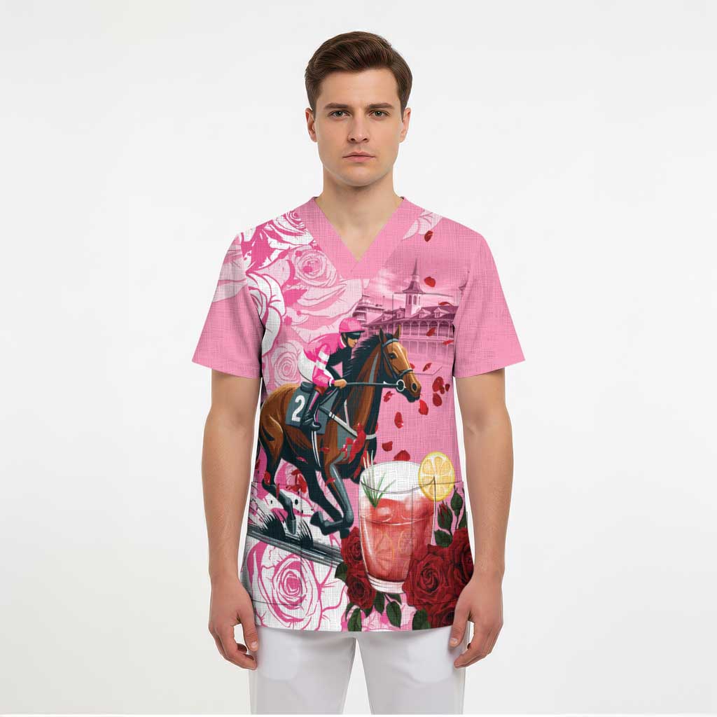 Kentucky Horse Racing Scrub Top Churchill Downs Derby Strawberry Mint Julep Cocktail - Wonder Print Shop