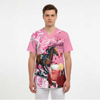 Kentucky Horse Racing Scrub Top Churchill Downs Derby Strawberry Mint Julep Cocktail - Wonder Print Shop