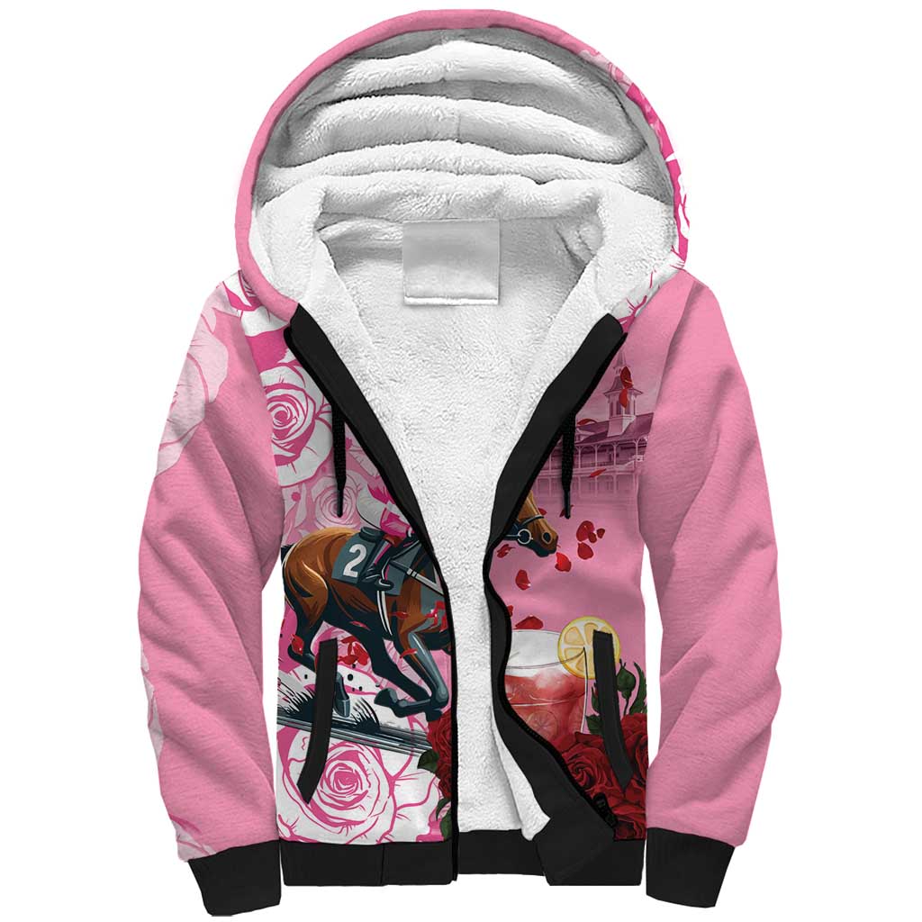 Kentucky Horse Racing Sherpa Hoodie Churchill Downs Derby Strawberry Mint Julep Cocktail
