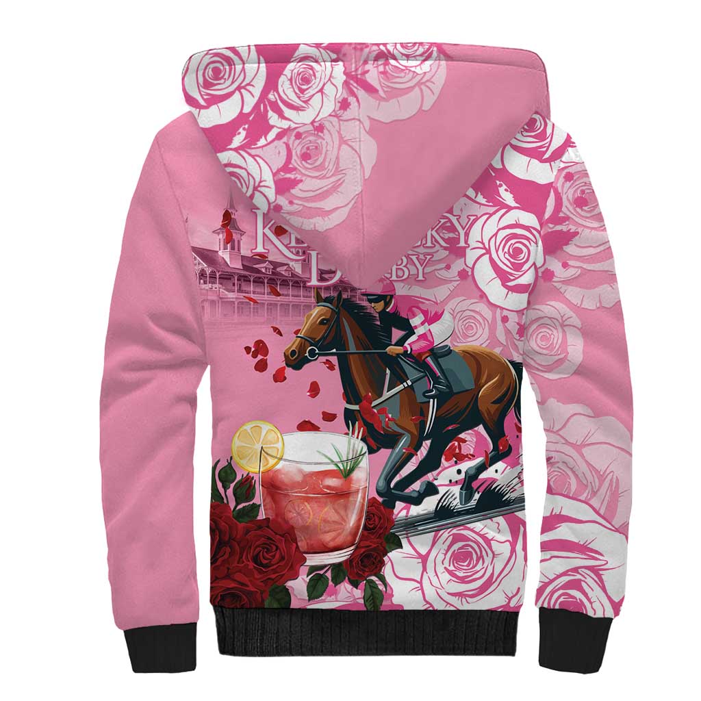 Kentucky Horse Racing Sherpa Hoodie Churchill Downs Derby Strawberry Mint Julep Cocktail