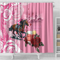 Kentucky Horse Racing Shower Curtain Churchill Downs Derby Strawberry Mint Julep Cocktail