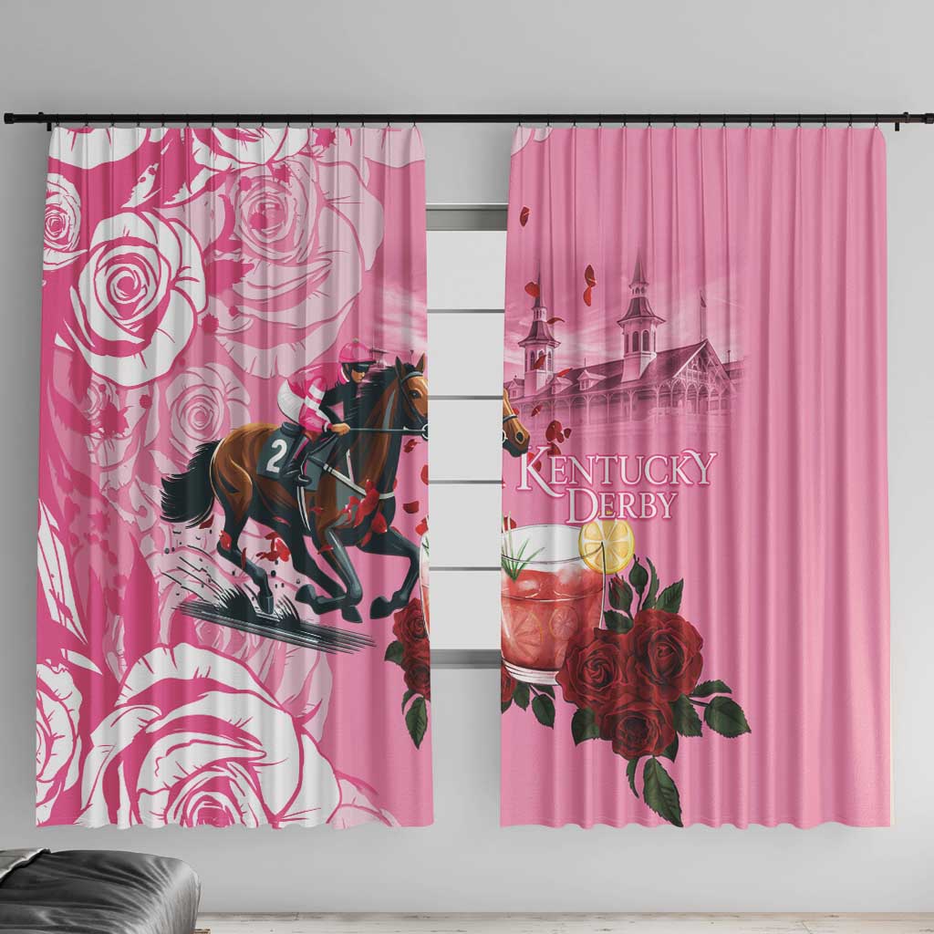Kentucky Horse Racing Window Curtain Churchill Downs Derby Strawberry Mint Julep Cocktail