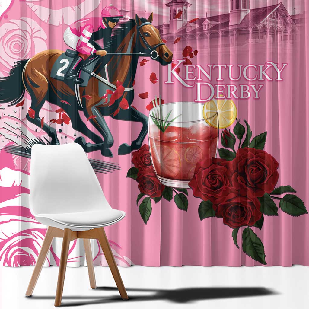 Kentucky Horse Racing Window Curtain Churchill Downs Derby Strawberry Mint Julep Cocktail